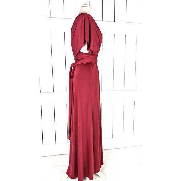 Multi wrap burgundy long maxi infinity bridesmaid dress - Picture 4 of 5